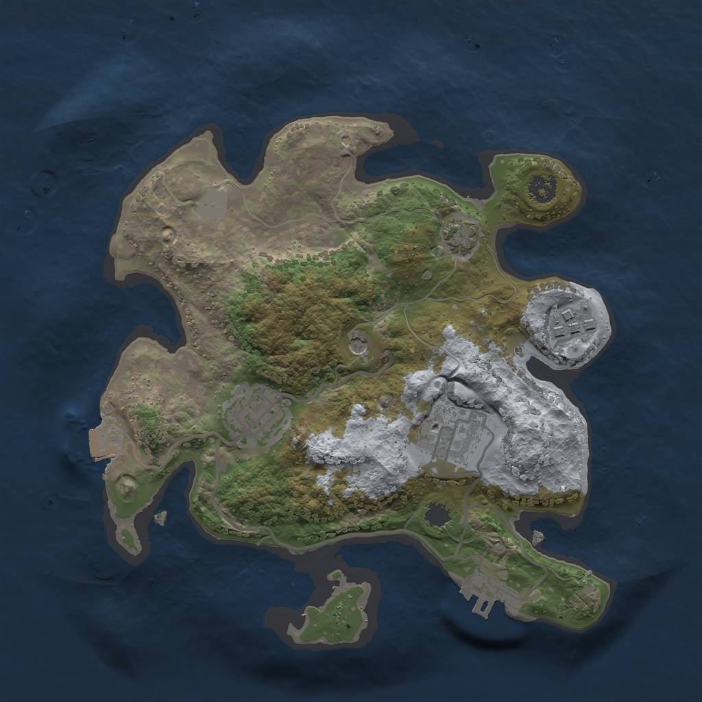 Rust Map: Procedural Map, Size: 2500, Seed: 999752365, 9 Monuments