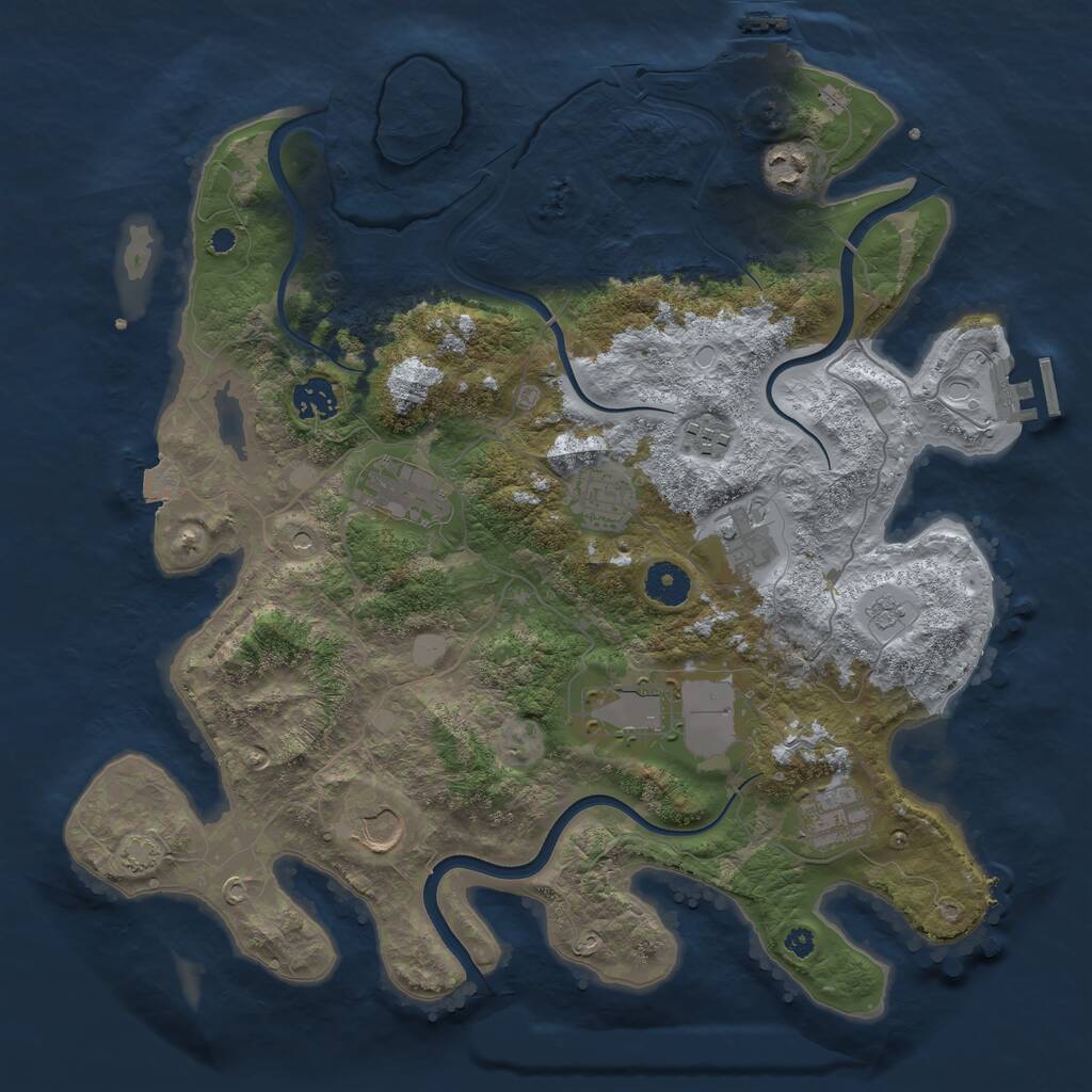 Rust Map: Procedural Map, Size: 3750, Seed: 459906975, 15 Monuments