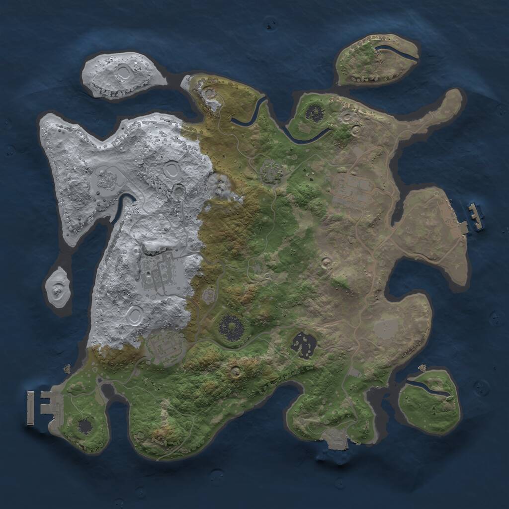 Rust Map: Procedural Map, Size: 3000, Seed: 1073068132, 9 Monuments