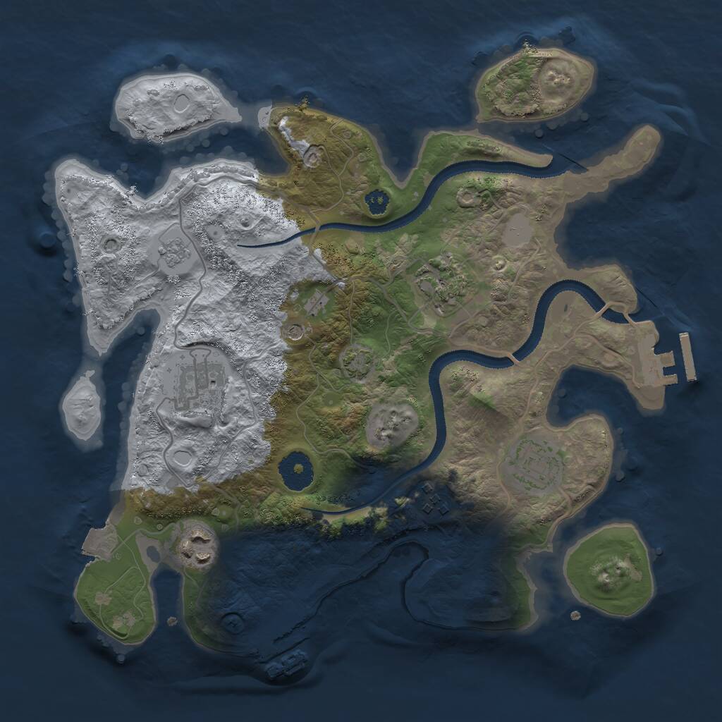 Rust Map: Procedural Map, Size: 3000, Seed: 1073068132, 11 Monuments