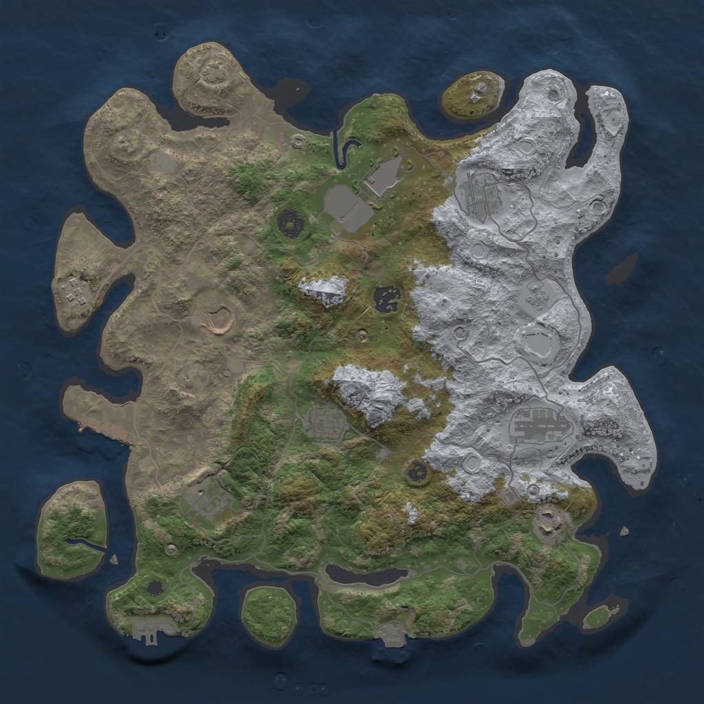 Rust Map: Procedural Map, Size: 3800, Seed: 172011217, 17 Monuments