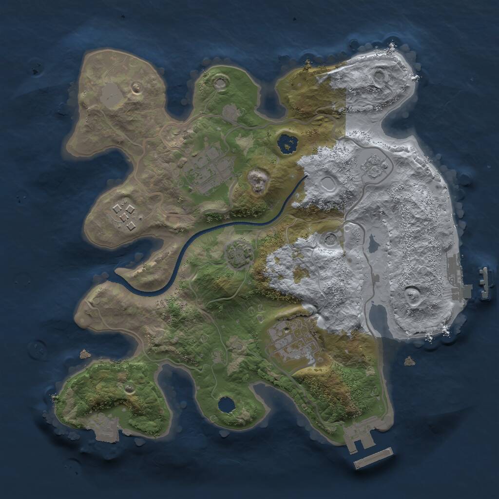 Rust Map: Procedural Map, Size: 2500, Seed: 1228780371, 9 Monuments