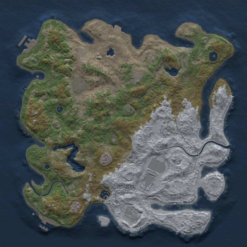 Rust Map: Procedural Map, Size: 4000, Seed: 1014215086, 13 Monuments