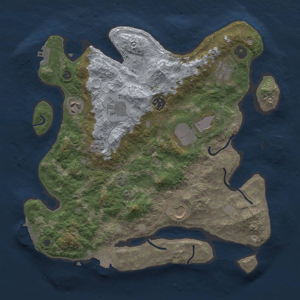 Rust Map: Procedural Map, Size: 3500, Seed: 593753668, 15 Monuments