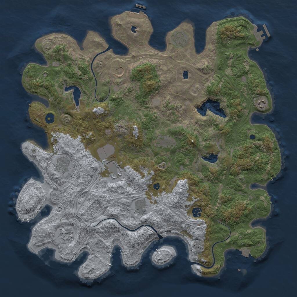 Rust Map: Procedural Map, Size: 4500, Seed: 2307, 16 Monuments