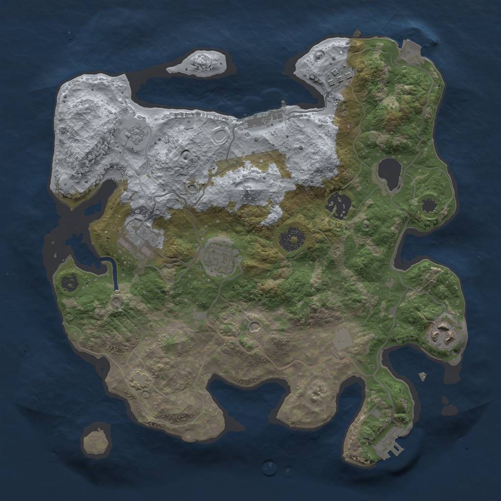 Rust Map: Procedural Map, Size: 3000, Seed: 93745416, 13 Monuments