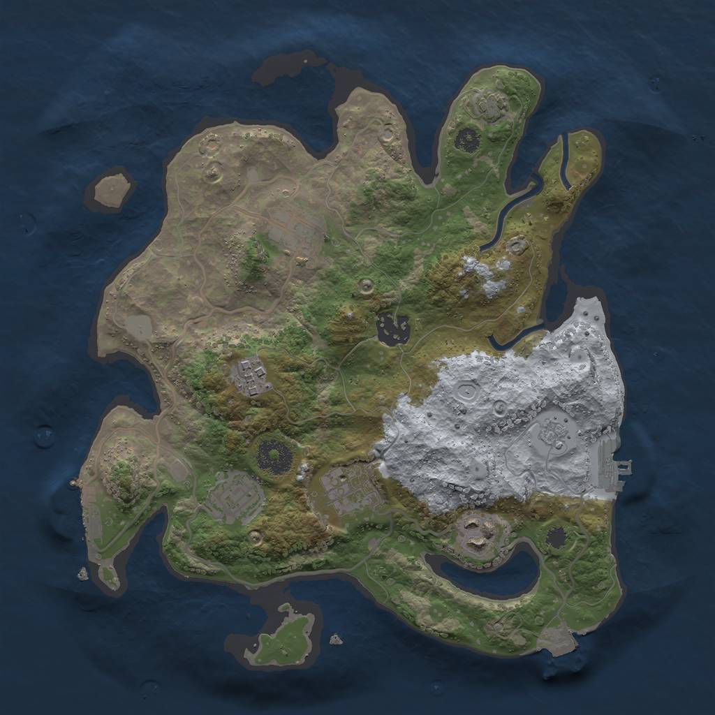 Rust Map: Procedural Map, Size: 3000, Seed: 999752365, 13 Monuments