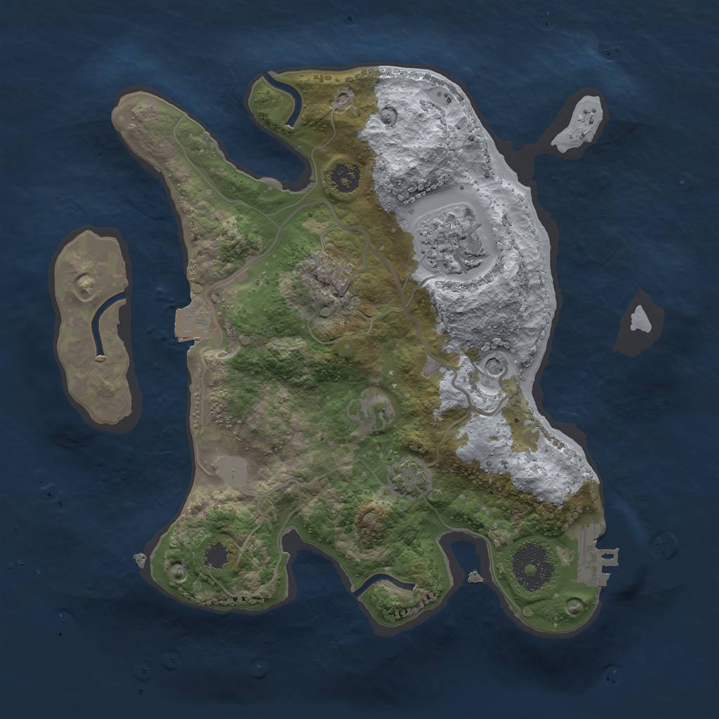 Rust Map: Procedural Map, Size: 2500, Seed: 1616321189, 7 Monuments