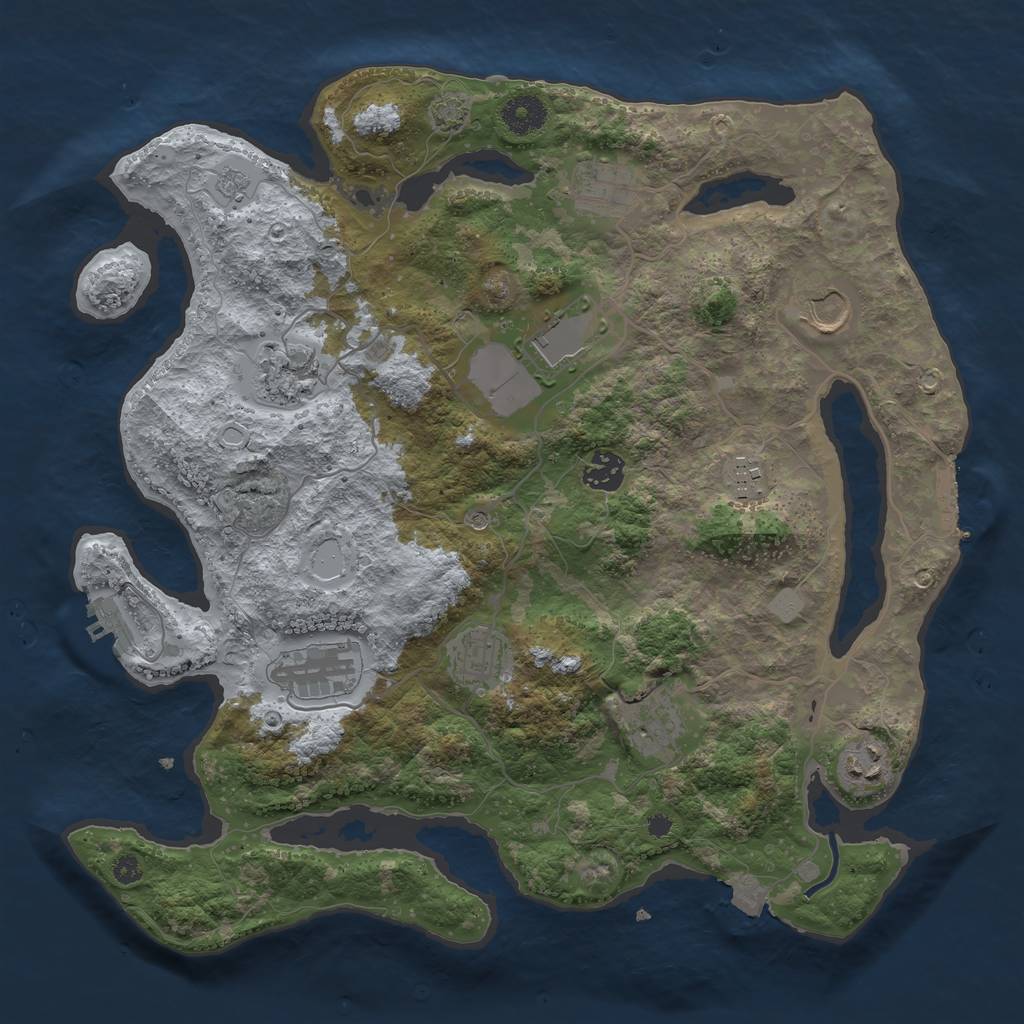 Rust Map: Procedural Map, Size: 3693, Seed: 1441133105, 18 Monuments