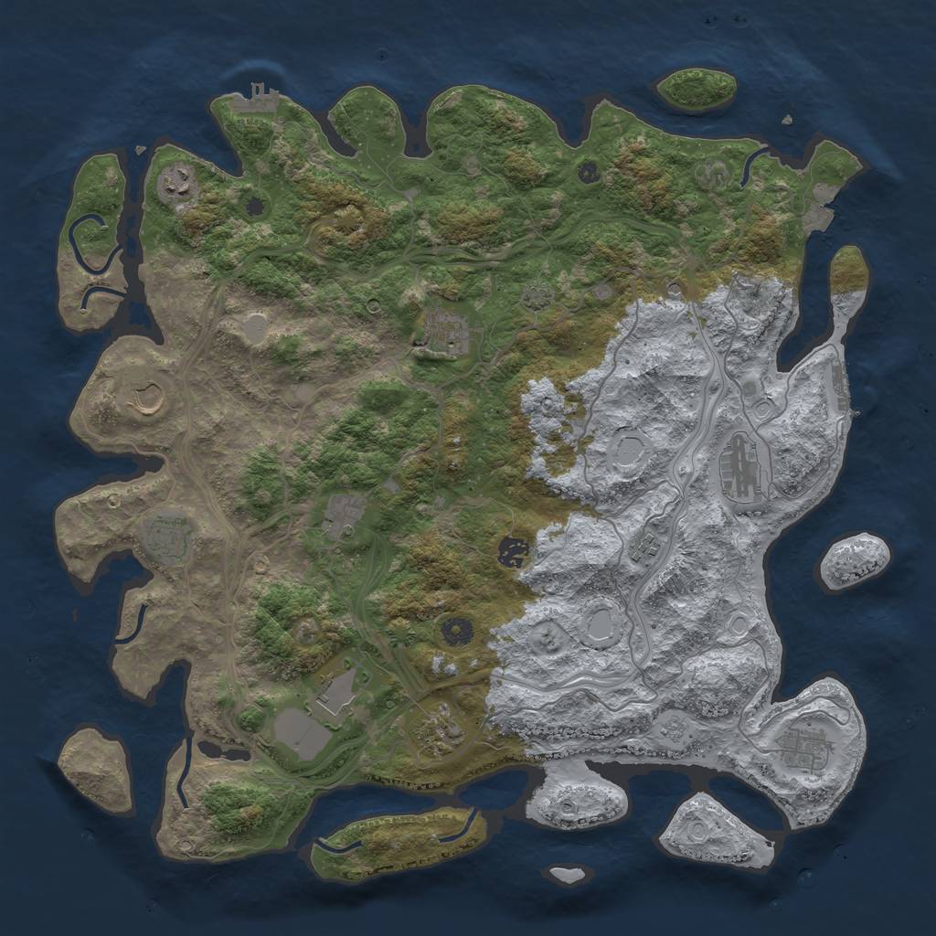 Rust Map: Procedural Map, Size: 4500, Seed: 1524138165, 19 Monuments