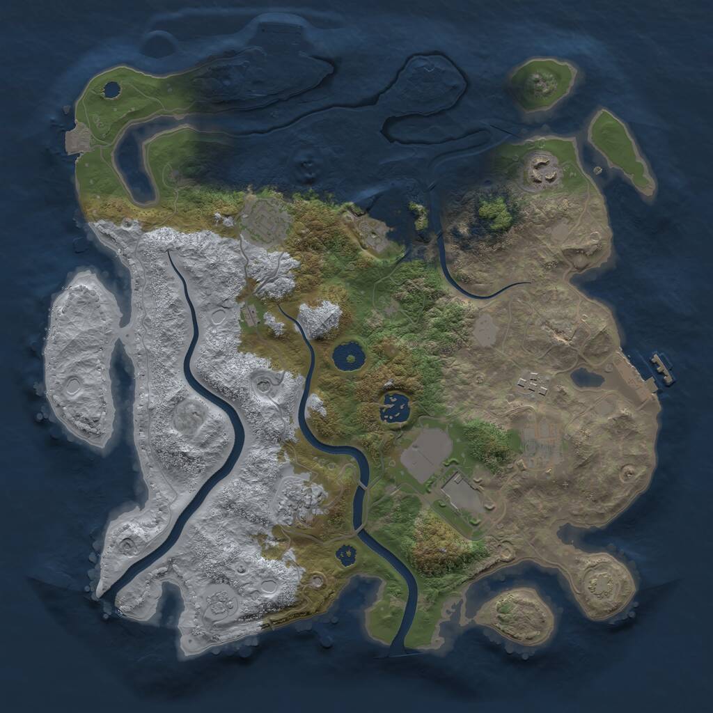 Rust Map: Procedural Map, Size: 3500, Seed: 5454, 14 Monuments