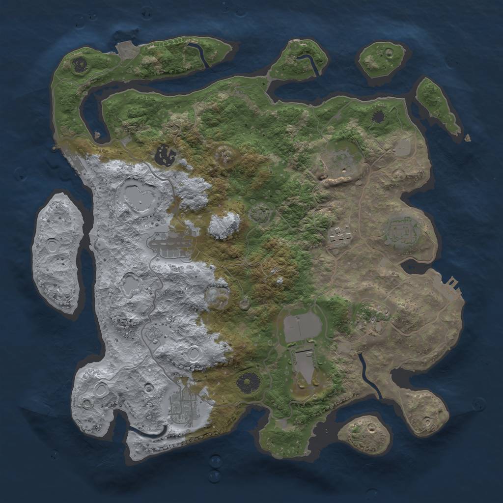 Rust Map: Procedural Map, Size: 3500, Seed: 5454, 15 Monuments