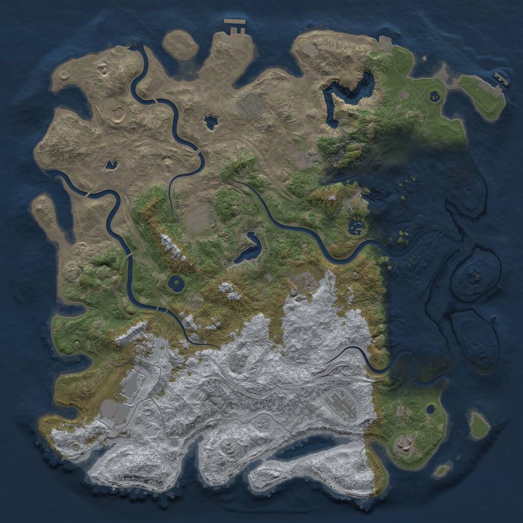 Rust Map: Procedural Map, Size: 4888, Seed: 121200, 17 Monuments