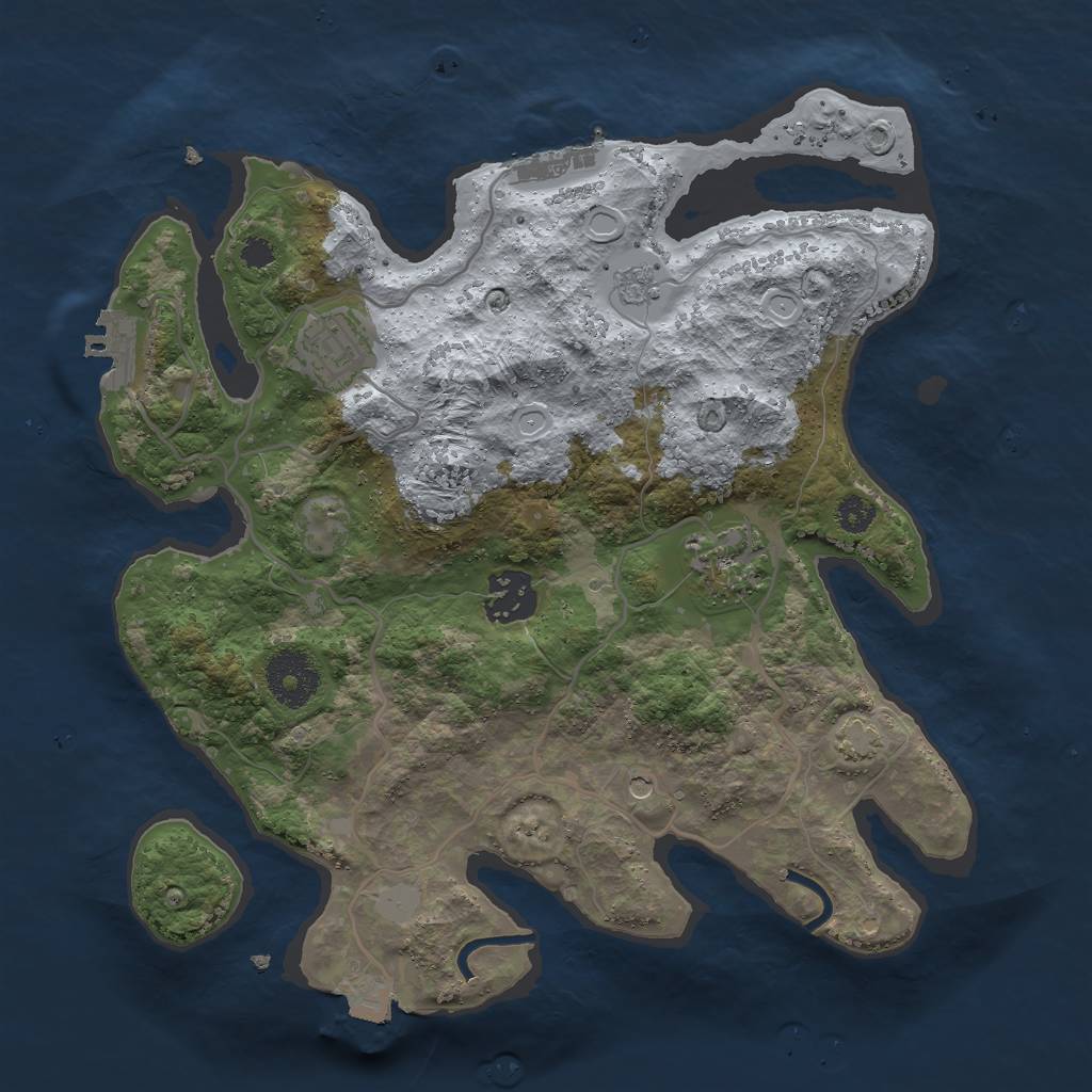 Rust Map: Procedural Map, Size: 3000, Seed: 1209491624, 11 Monuments