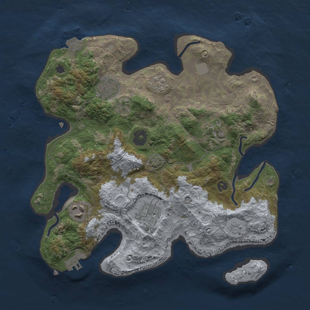 Rust Map: Procedural Map, Size: 3000, Seed: 1033444624, 11 Monuments