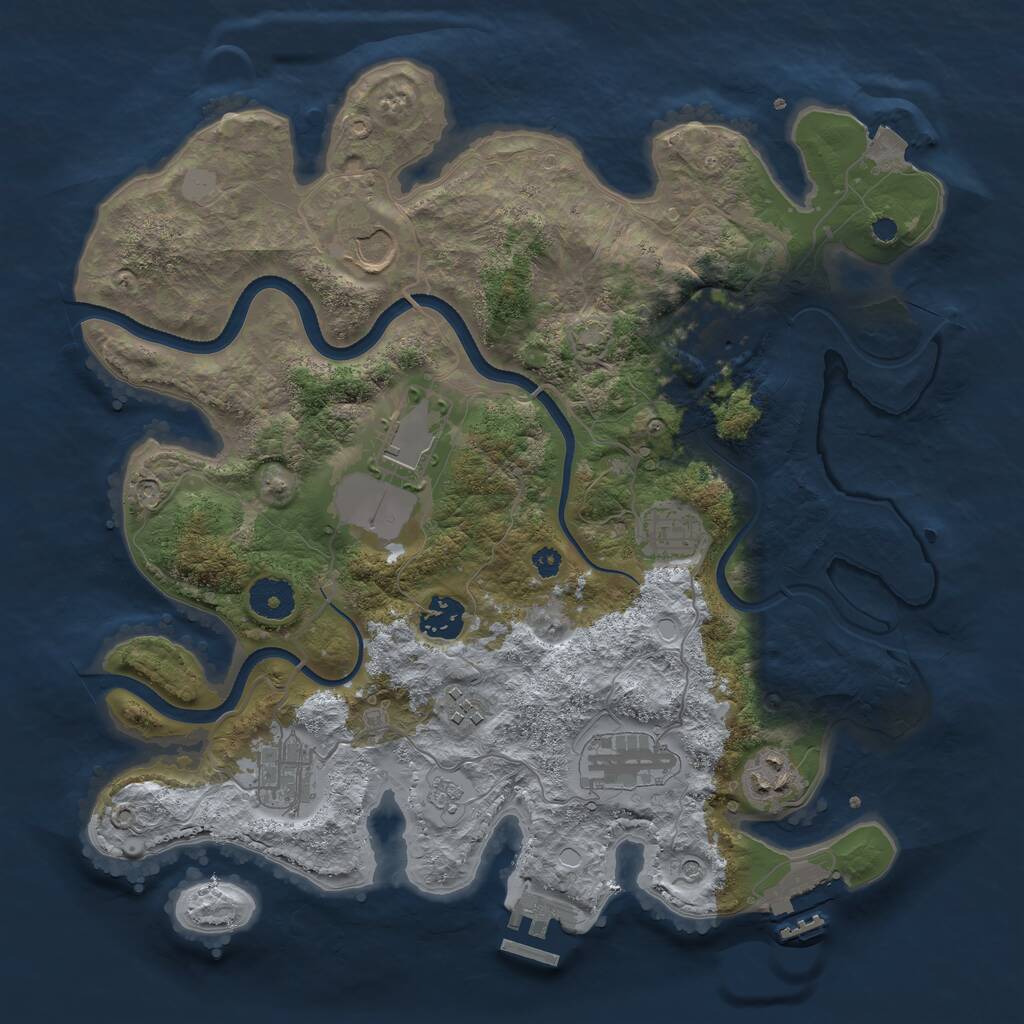 Rust Map: Procedural Map, Size: 3500, Seed: 884042921, 15 Monuments
