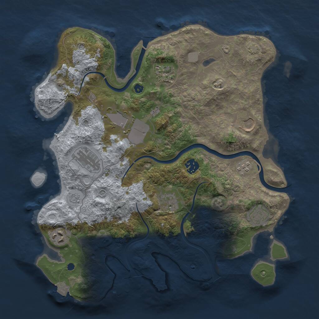Rust Map: Procedural Map, Size: 3500, Seed: 12341245, 13 Monuments