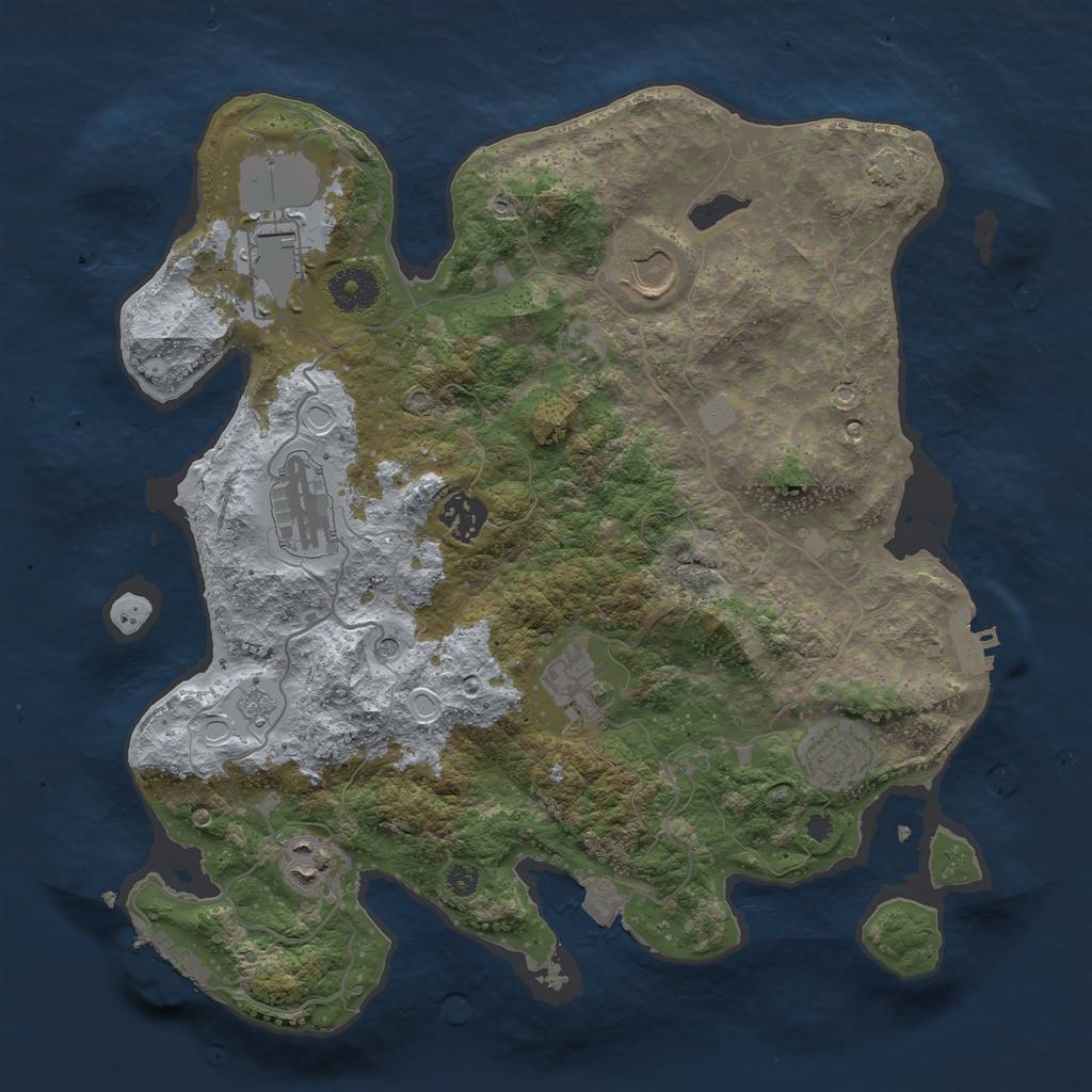 Rust Map: Procedural Map, Size: 3500, Seed: 12341245, 15 Monuments