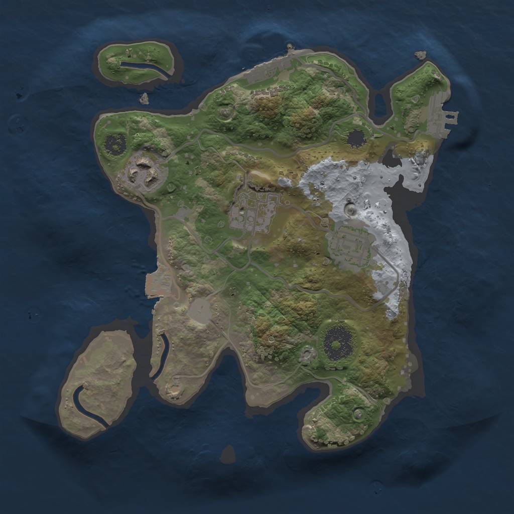 Rust Map: Procedural Map, Size: 2400, Seed: 1461054323, 8 Monuments