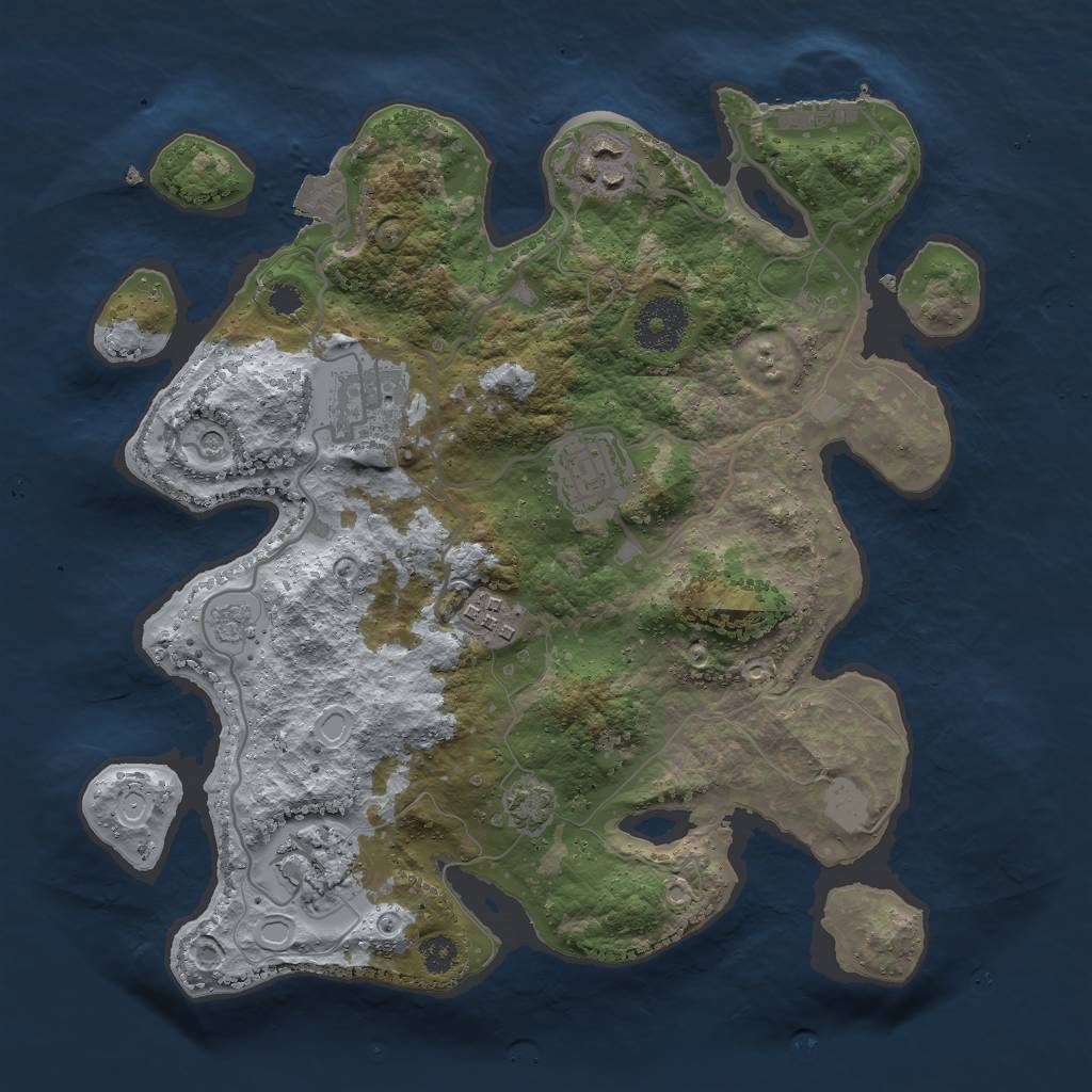 Rust Map: Procedural Map, Size: 3000, Seed: 716169850, 12 Monuments