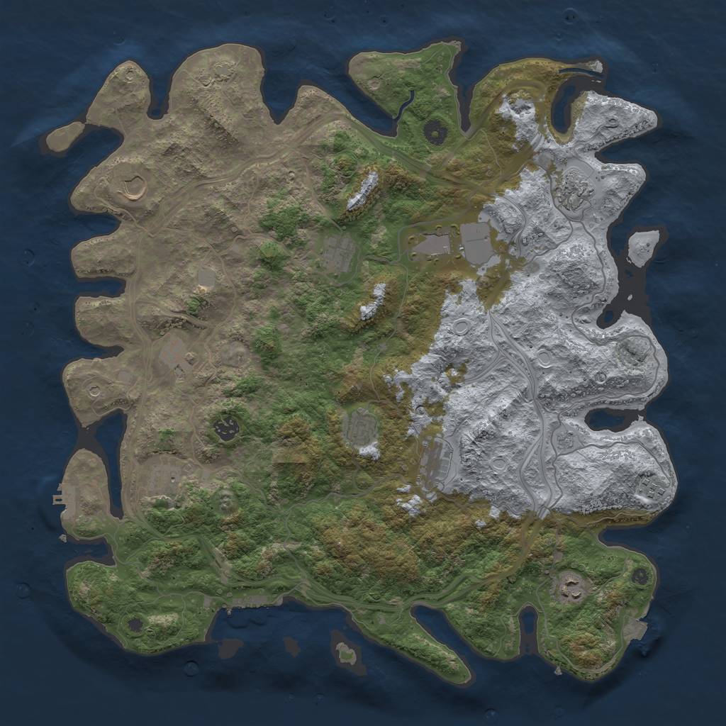 Rust Map: Procedural Map, Size: 4500, Seed: 37546, 19 Monuments