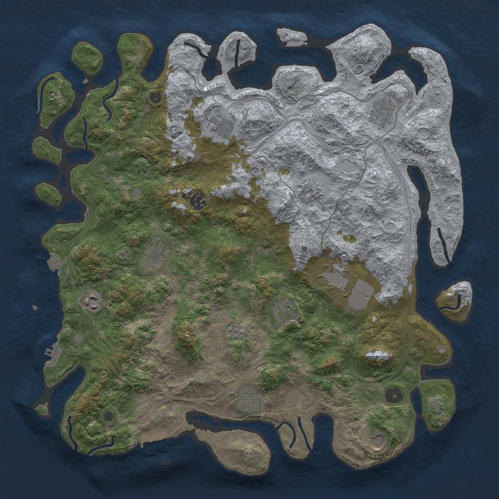 Rust Map: Procedural Map, Size: 4500, Seed: 166343436, 19 Monuments
