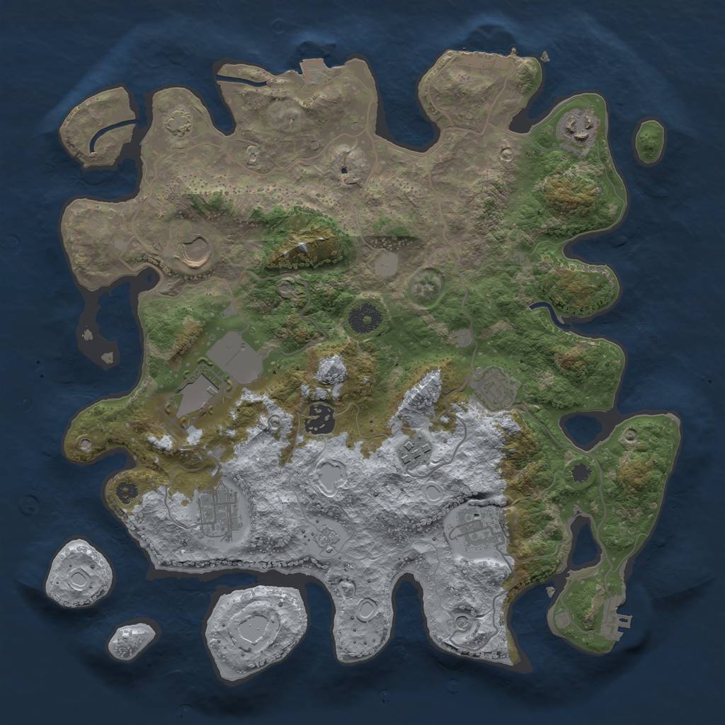 Rust Map: Procedural Map, Size: 3500, Seed: 534787, 16 Monuments