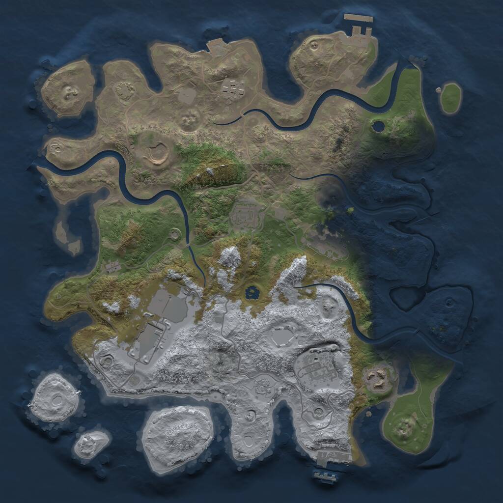 Rust Map: Procedural Map, Size: 3500, Seed: 534787, 13 Monuments