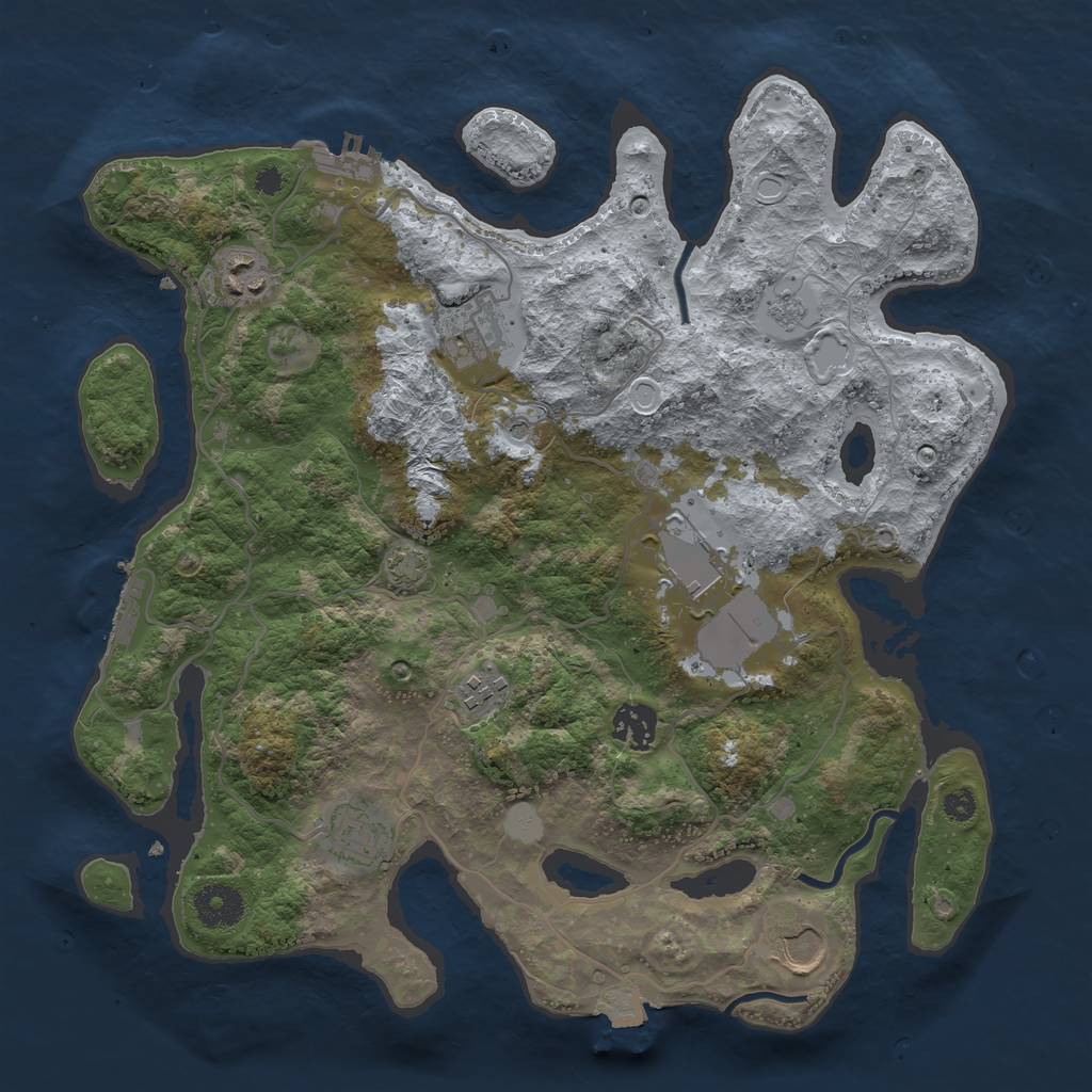 Rust Map: Procedural Map, Size: 3500, Seed: 1487702765, 15 Monuments