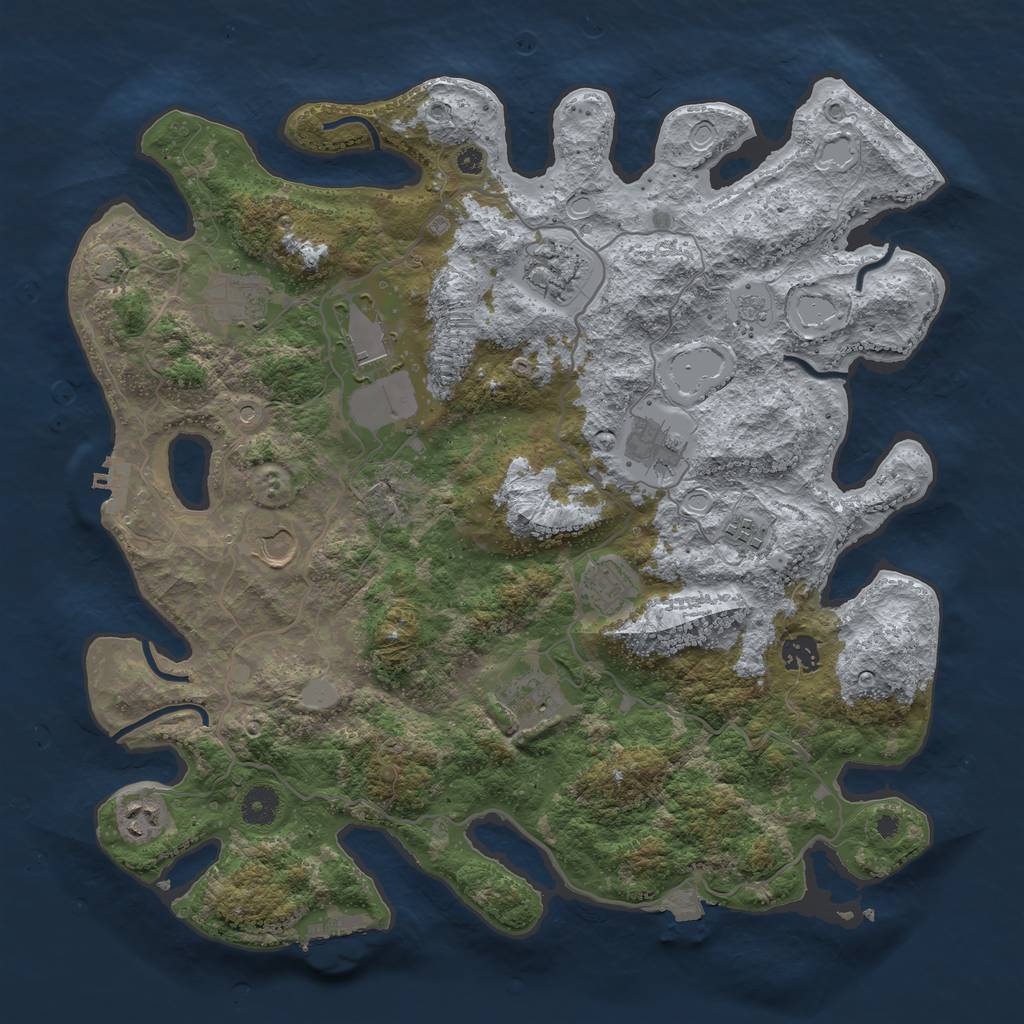 Rust Map: Procedural Map, Size: 4000, Seed: 23555606, 18 Monuments