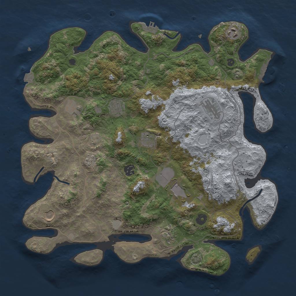 Rust Map: Procedural Map, Size: 4000, Seed: 9995552, 18 Monuments