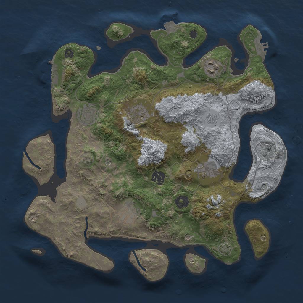 Rust Map: Procedural Map, Size: 3300, Seed: 2091281372, 14 Monuments