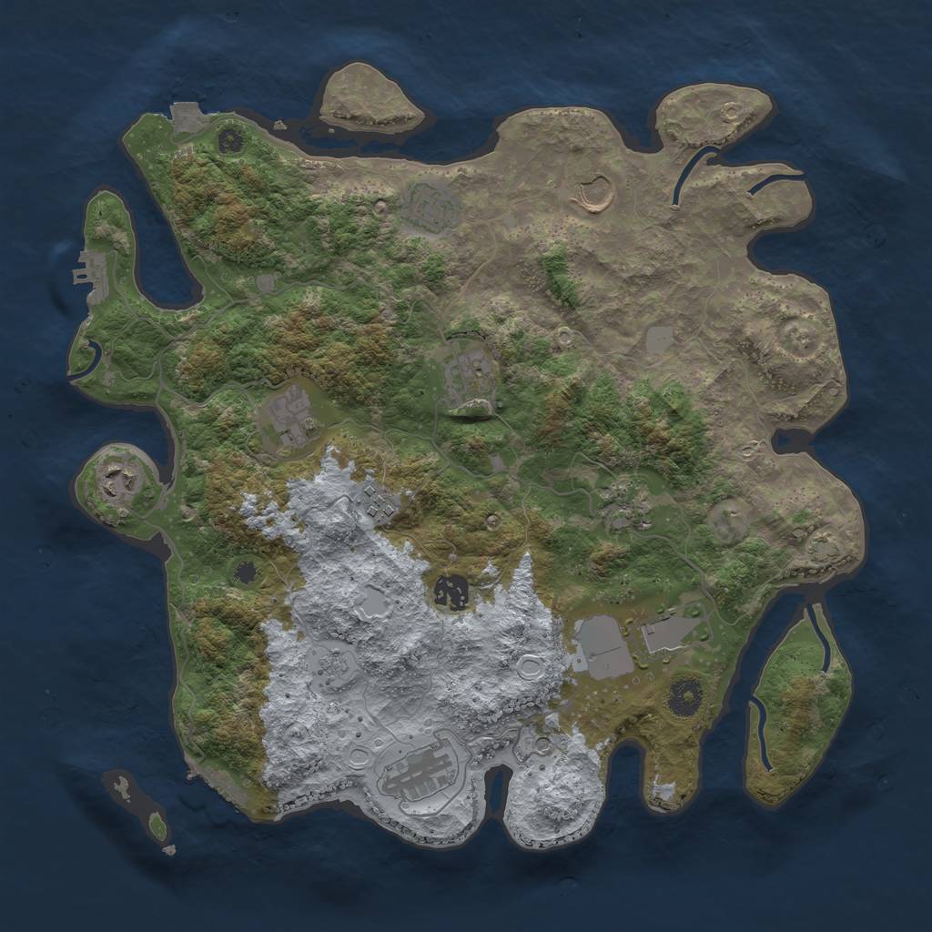 Rust Map: Procedural Map, Size: 3800, Seed: 98765, 18 Monuments