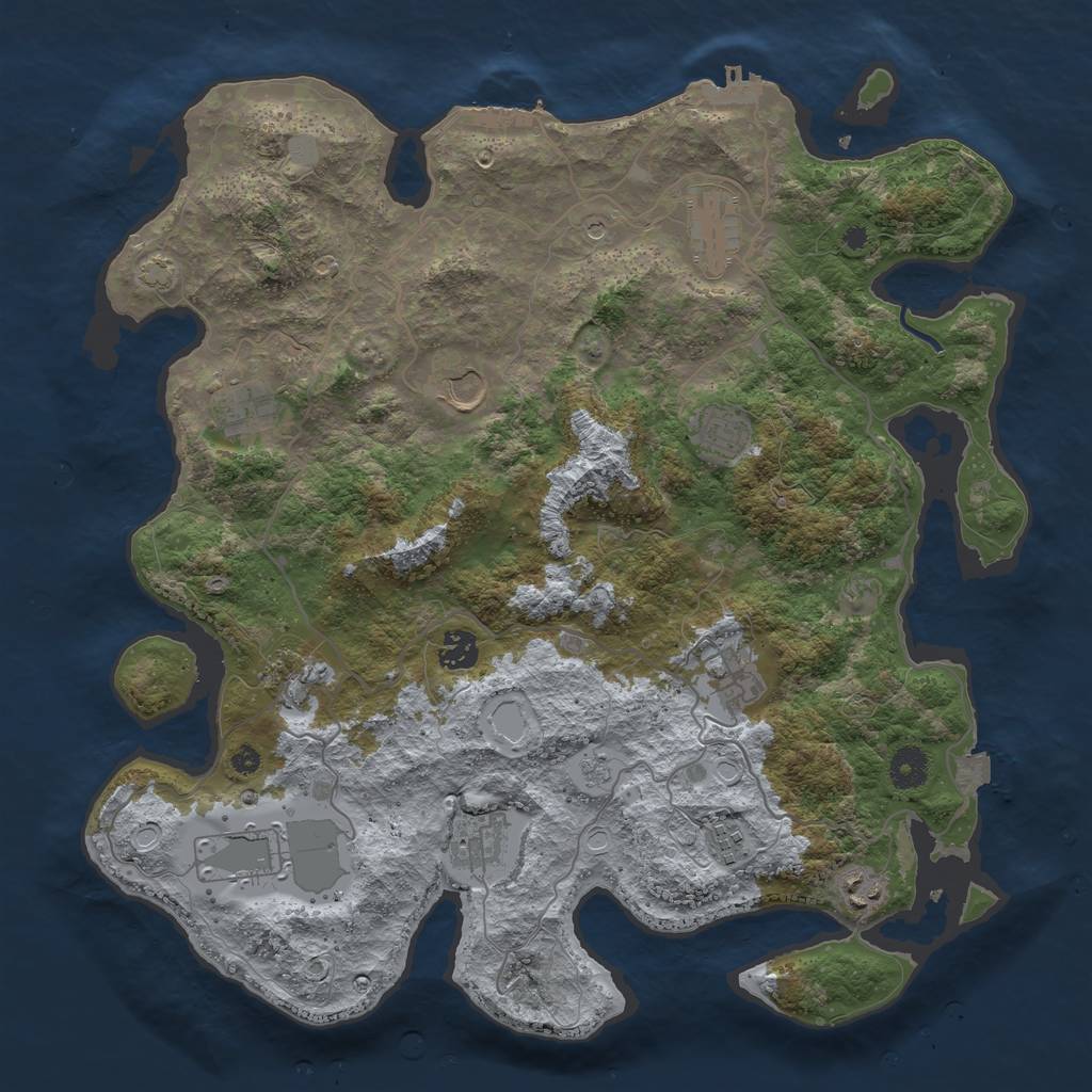 Rust Map: Procedural Map, Size: 4000, Seed: 2044200873, 19 Monuments