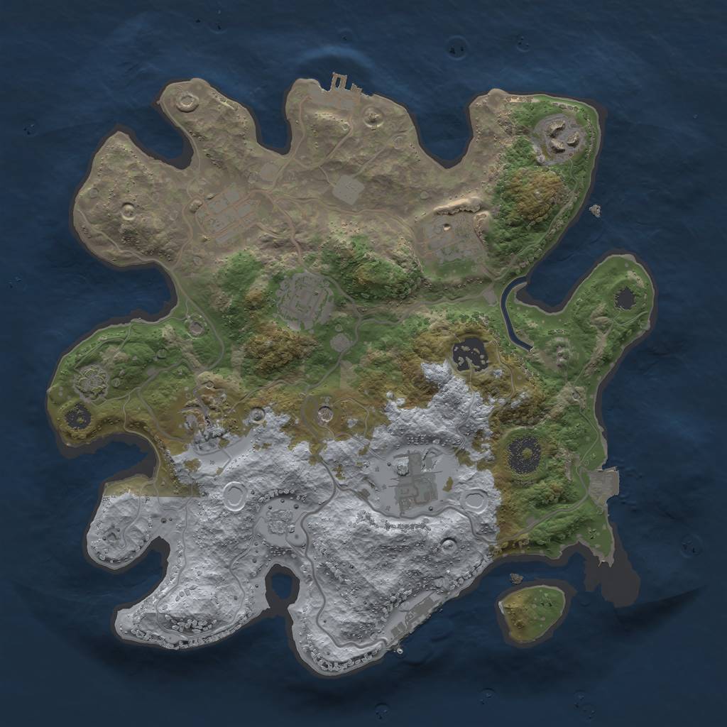 Rust Map: Procedural Map, Size: 3000, Seed: 2091145485, 15 Monuments