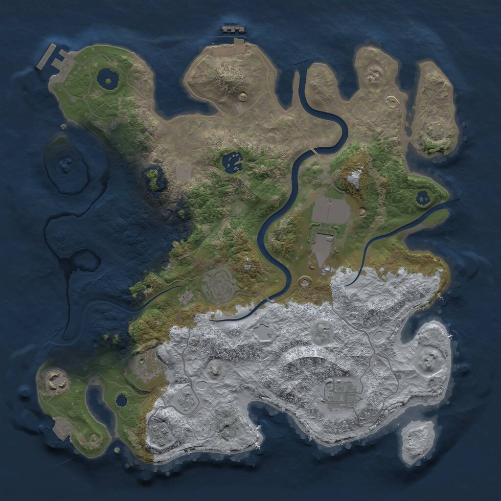 Rust Map: Procedural Map, Size: 3500, Seed: 329697, 13 Monuments