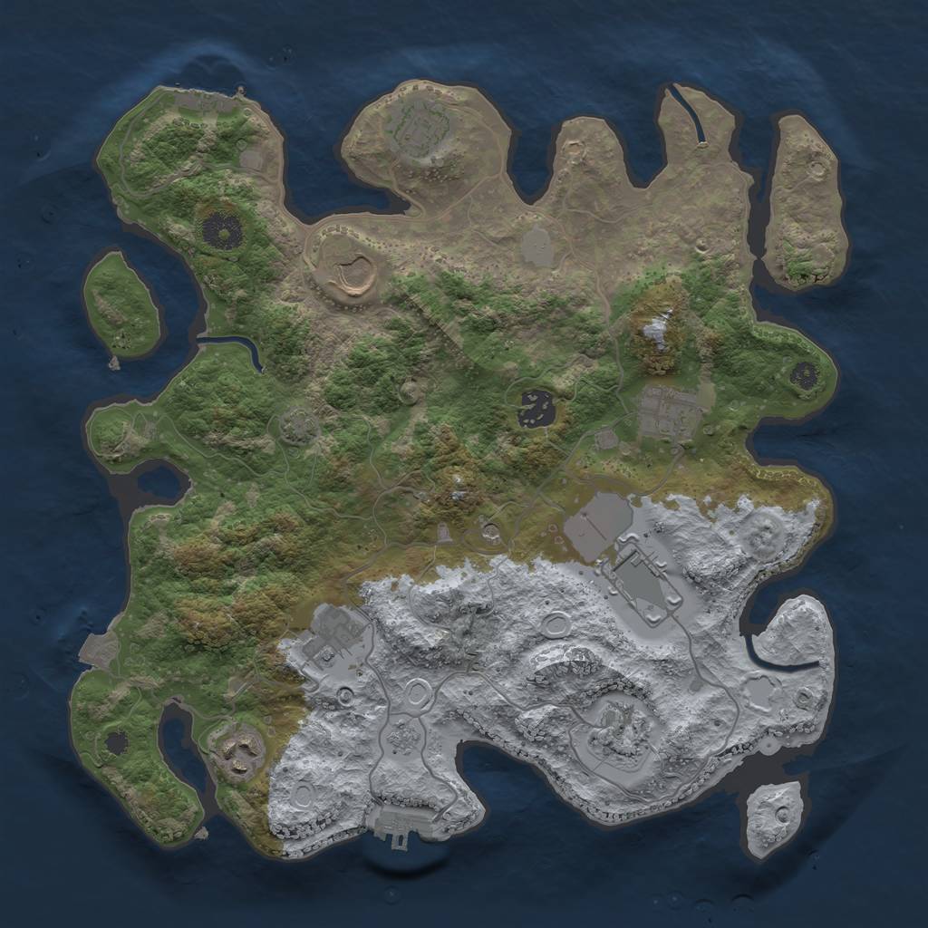 Rust Map: Procedural Map, Size: 3500, Seed: 329697, 16 Monuments