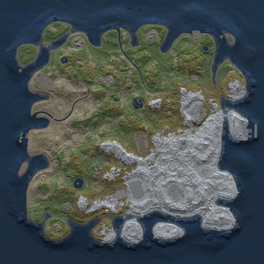 Rust Map: Procedural Map, Size: 3950, Seed: 545427, 15 Monuments