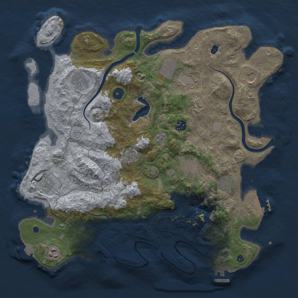 Rust Map: Procedural Map, Size: 4000, Seed: 766529, 17 Monuments
