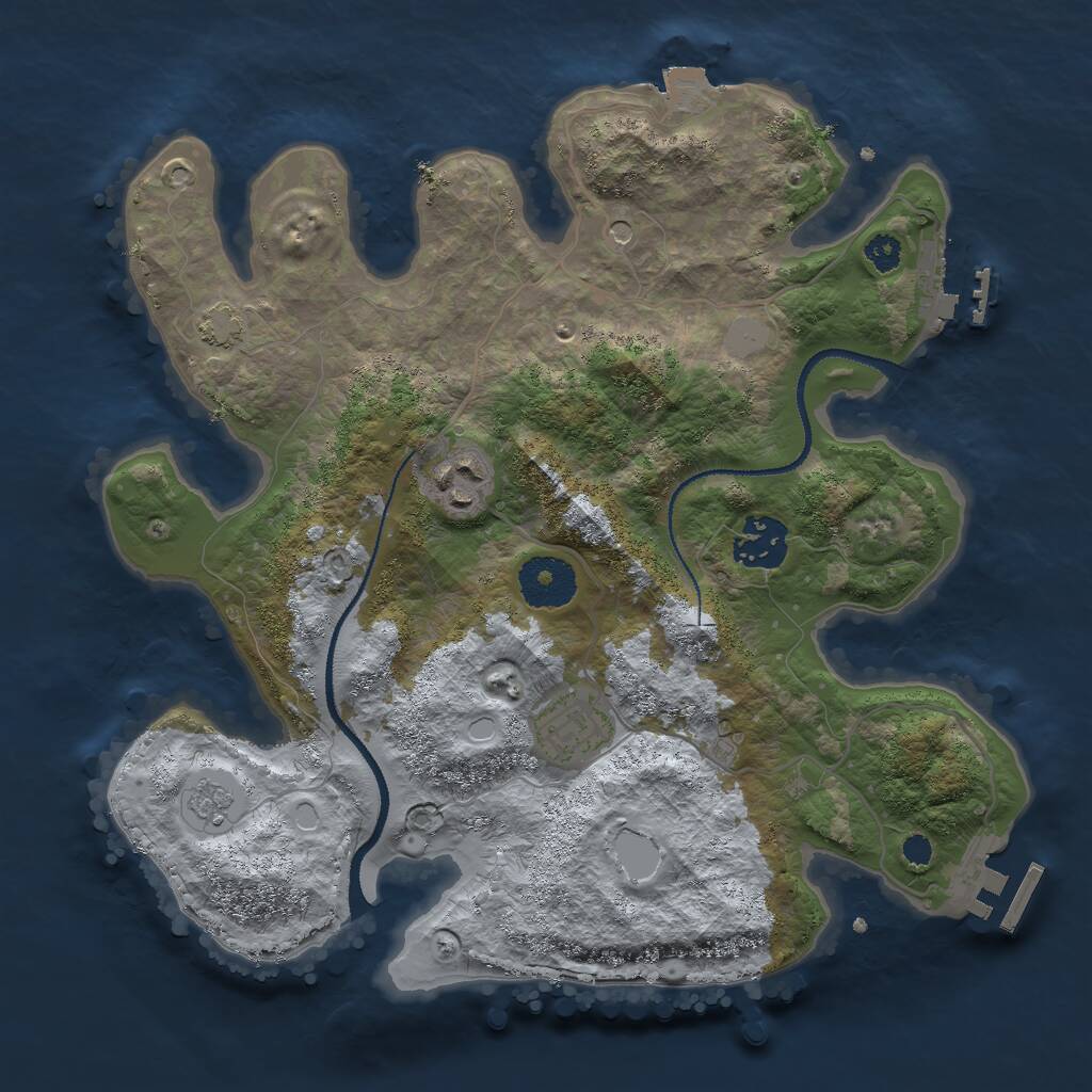 Rust Map: Procedural Map, Size: 3000, Seed: 1818283681, 9 Monuments