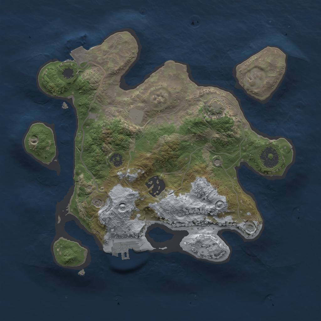 Rust Map: Procedural Map, Size: 2500, Seed: 1231245555, 7 Monuments