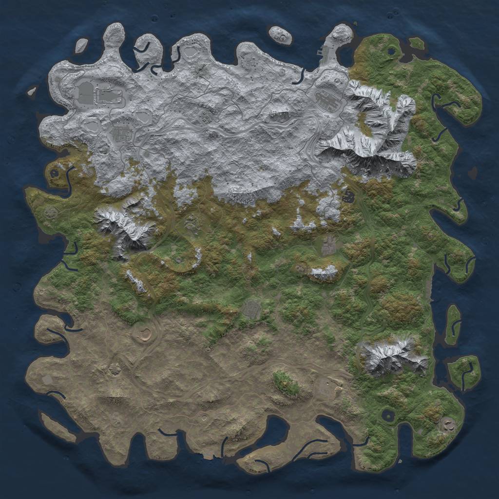 Rust Map: Procedural Map, Size: 6000, Seed: 1710725721, 19 Monuments