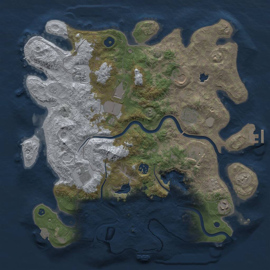Rust Map: Procedural Map, Size: 4000, Seed: 20242020, 15 Monuments
