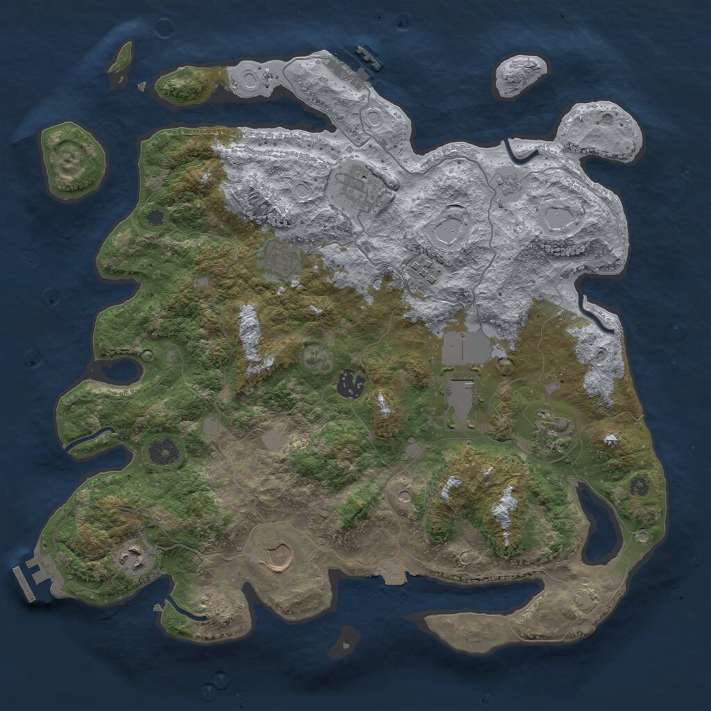 Rust Map: Procedural Map, Size: 3750, Seed: 520241, 14 Monuments