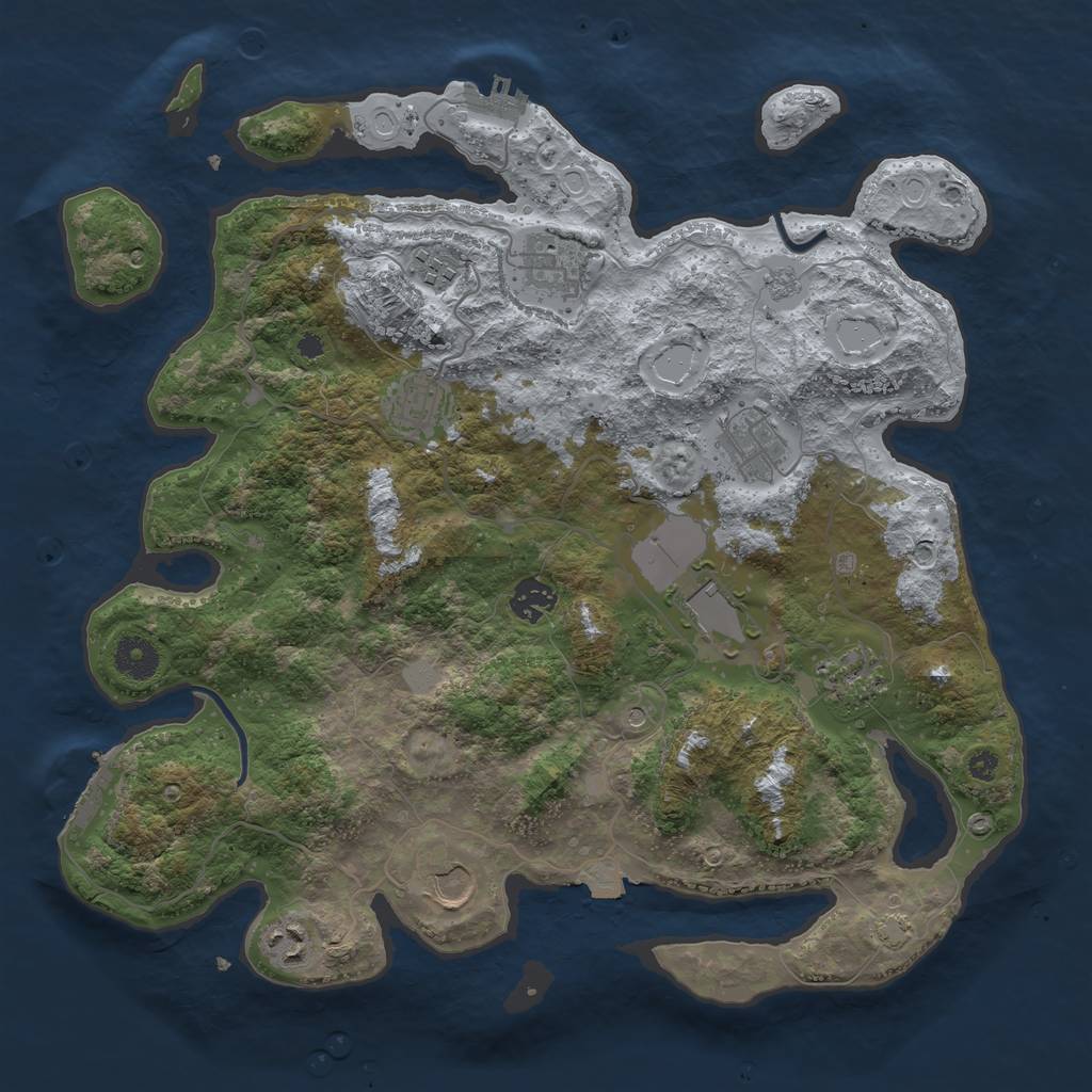 Rust Map: Procedural Map, Size: 3750, Seed: 520241, 17 Monuments