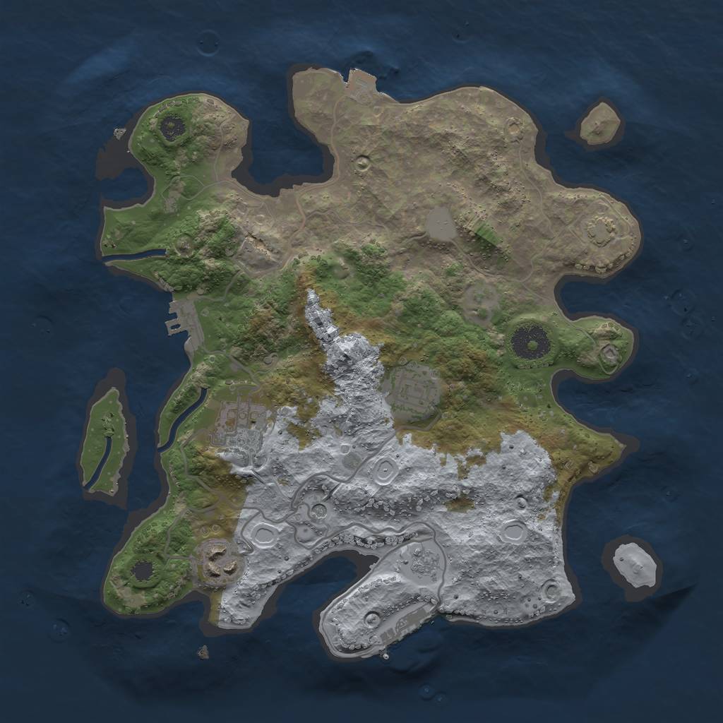 Rust Map: Procedural Map, Size: 3000, Seed: 655441, 11 Monuments