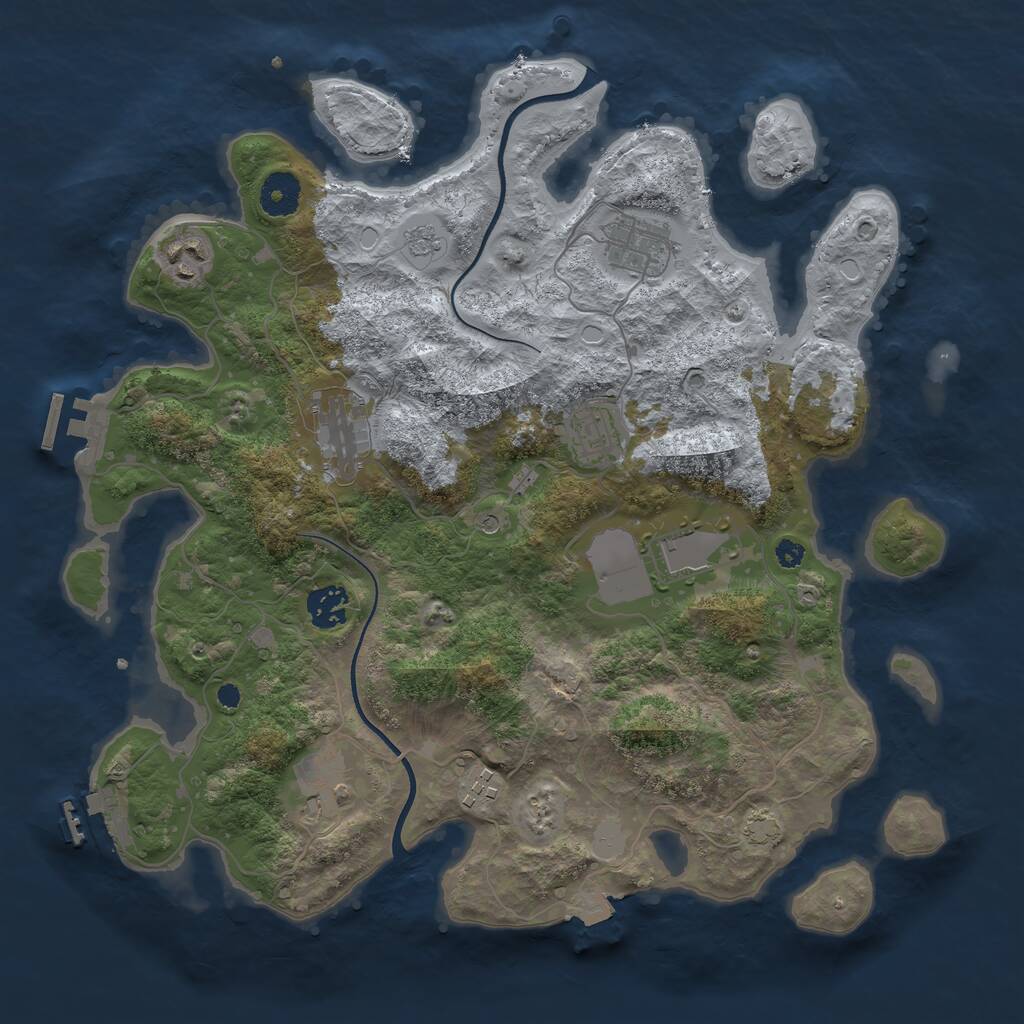Rust Map: Procedural Map, Size: 3600, Seed: 1232394989, 14 Monuments