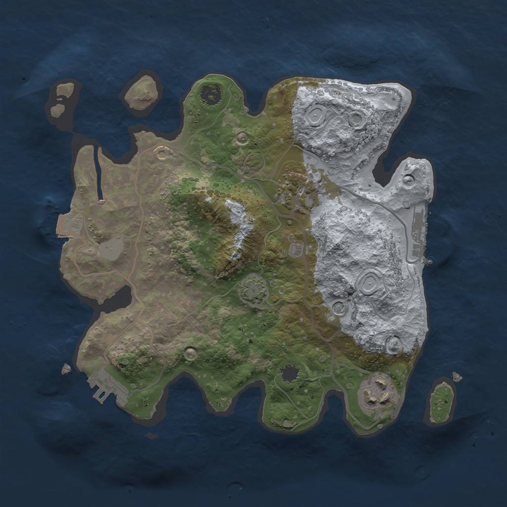 Rust Map: Procedural Map, Size: 2500, Seed: 502101642, 9 Monuments