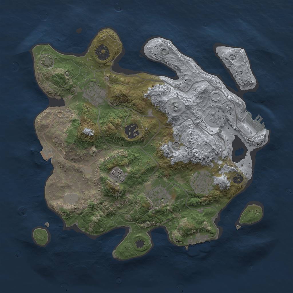 Rust Map: Procedural Map, Size: 3000, Seed: 379952108, 13 Monuments