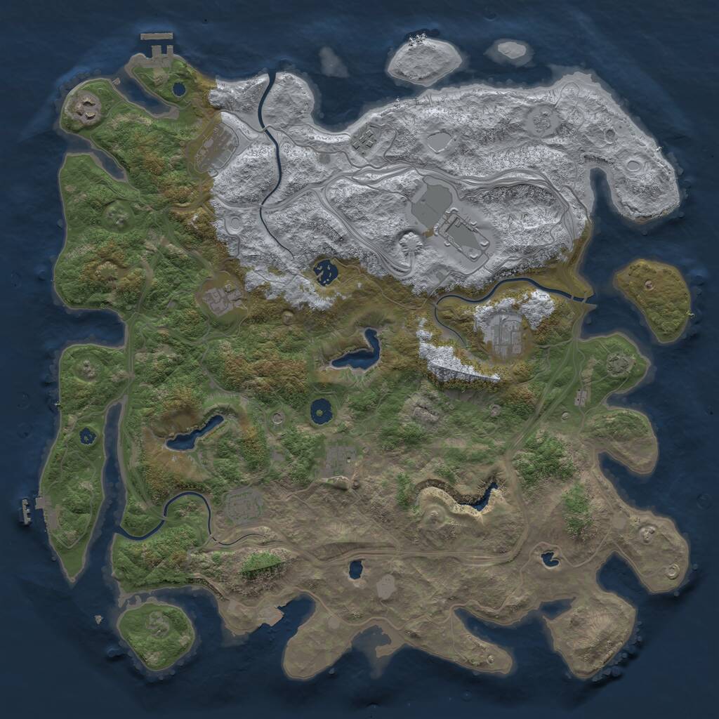 Rust Map: Procedural Map, Size: 4500, Seed: 740972258, 15 Monuments